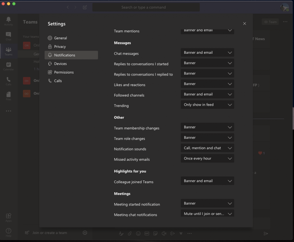 Notification Settings in Teams | MS Offerings Main Domain